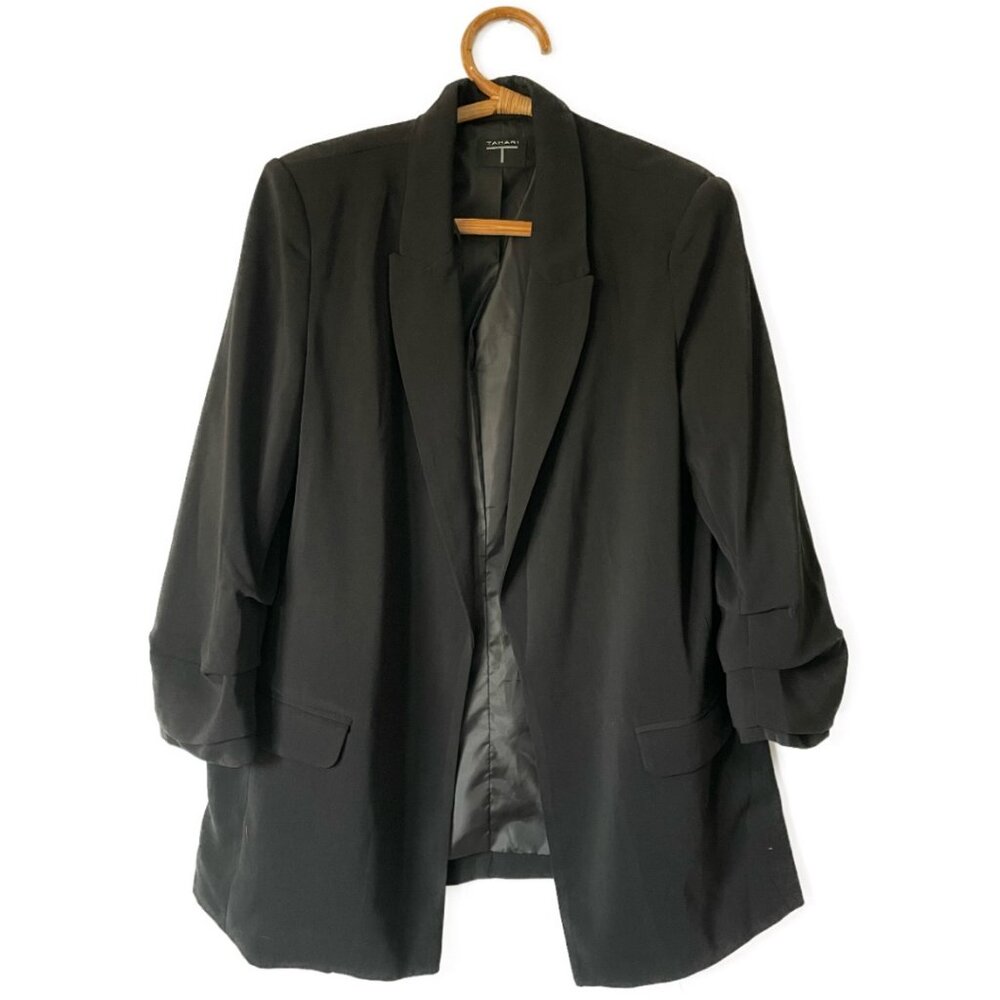 T Tahari Oversized Ruched Sleeve Blazer Black XL